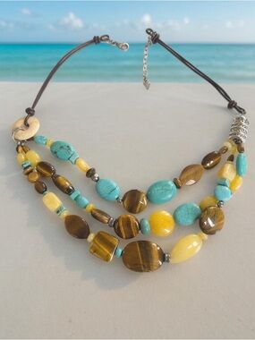 Silpada Turquoise and Tiger’s eye Multi-Strand Necklace N1858 18” to 20 inches